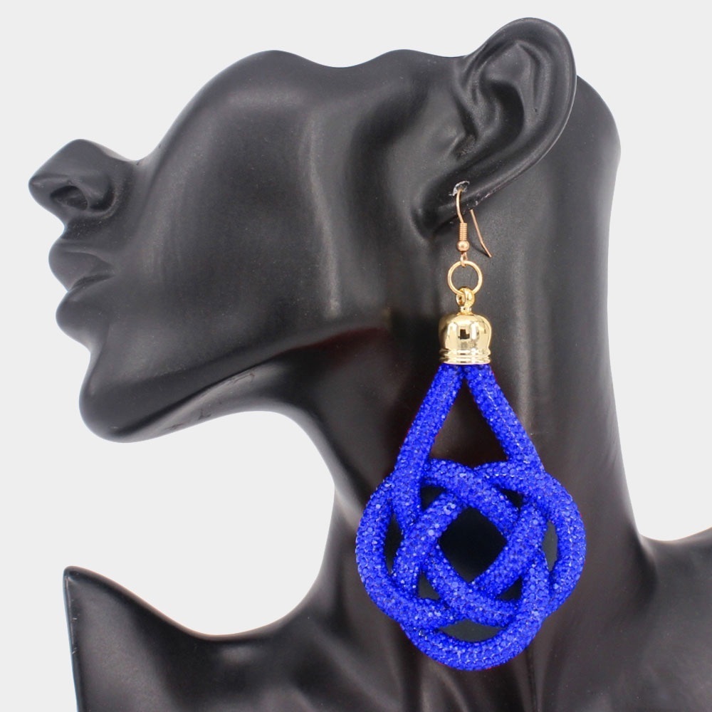 Pave rhinestone braided earrings